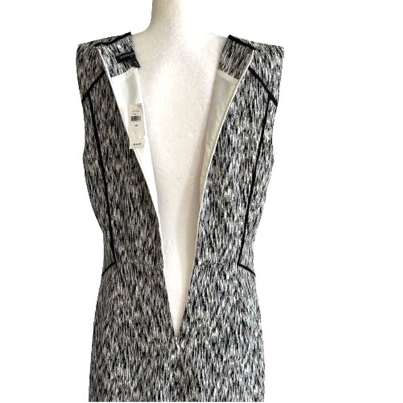 Banana Republic Black White V-Neck Sleeveless Career Sheath Dress Size 14 NEW - Picture 7 of 12